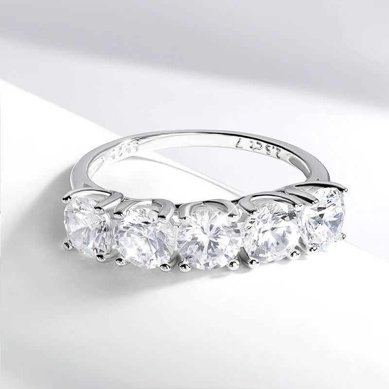 2.5CT Genuine Moissanite 5-Stone Wedding Ring