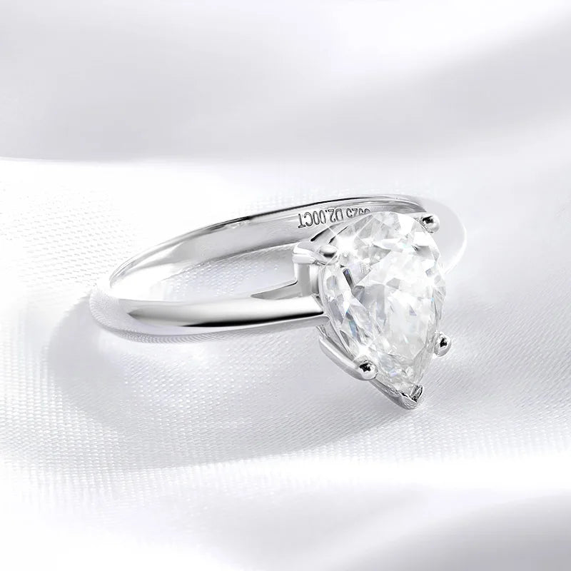 2ct Pear Cut Moissanite Solitaire Ring