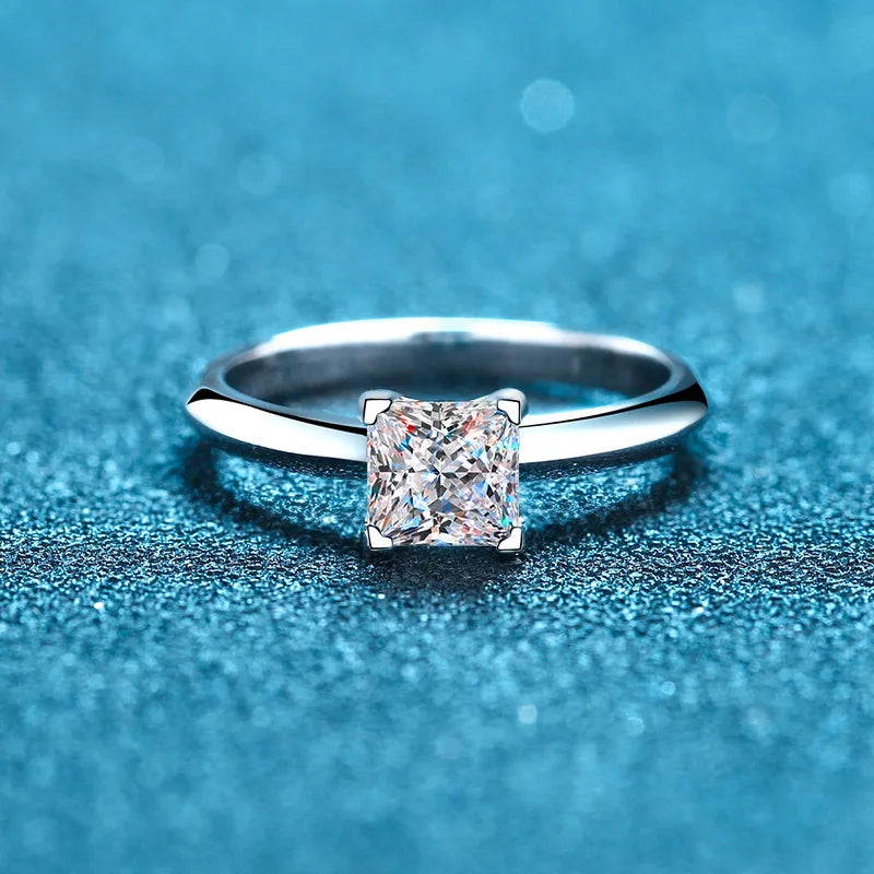 1-2 Carat Princess Cut Moissanite Engagement Ring