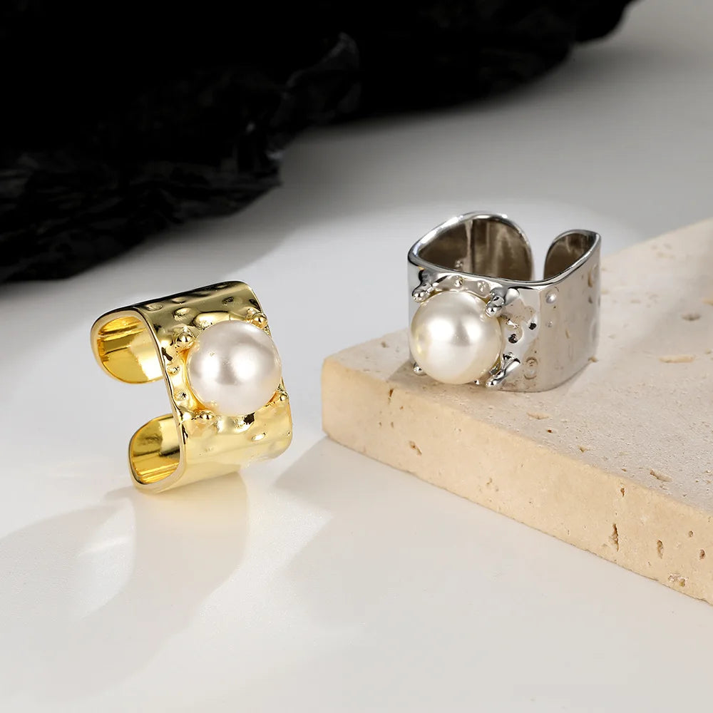 Adjustable Freshwater Pearl Wide Square Ring