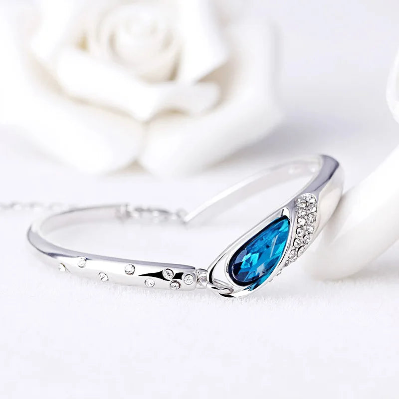 Sterling Silver Blue Crystal Engagement Bracelet