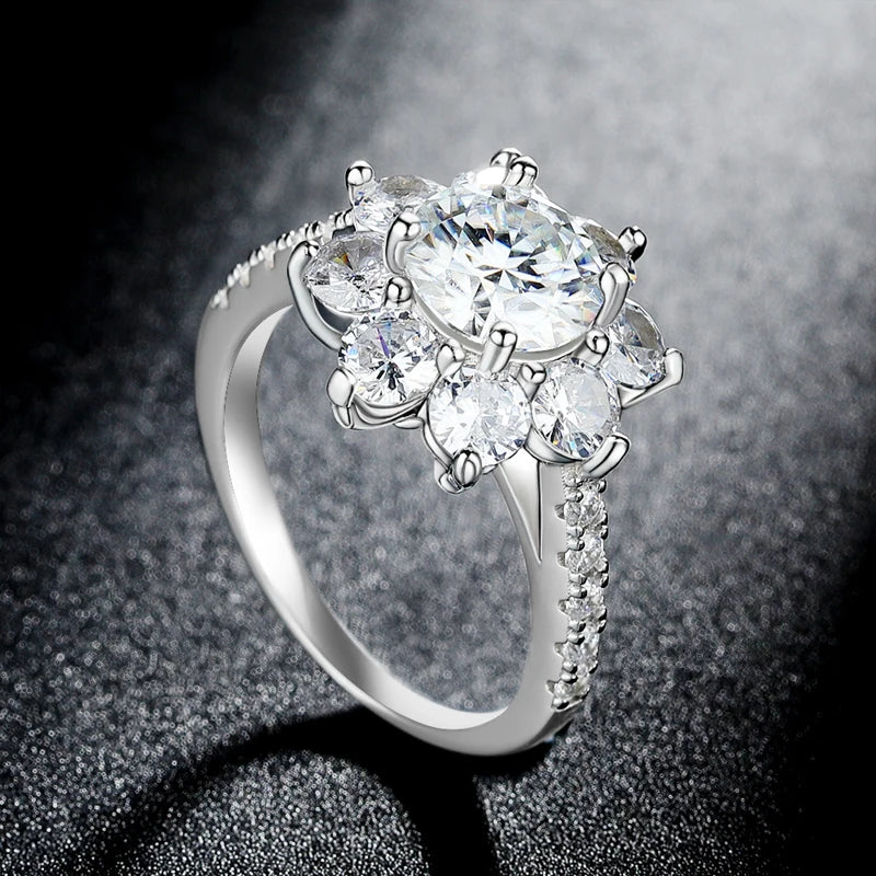 1CT/2CT Moissanite Sunflower Engagement Ring