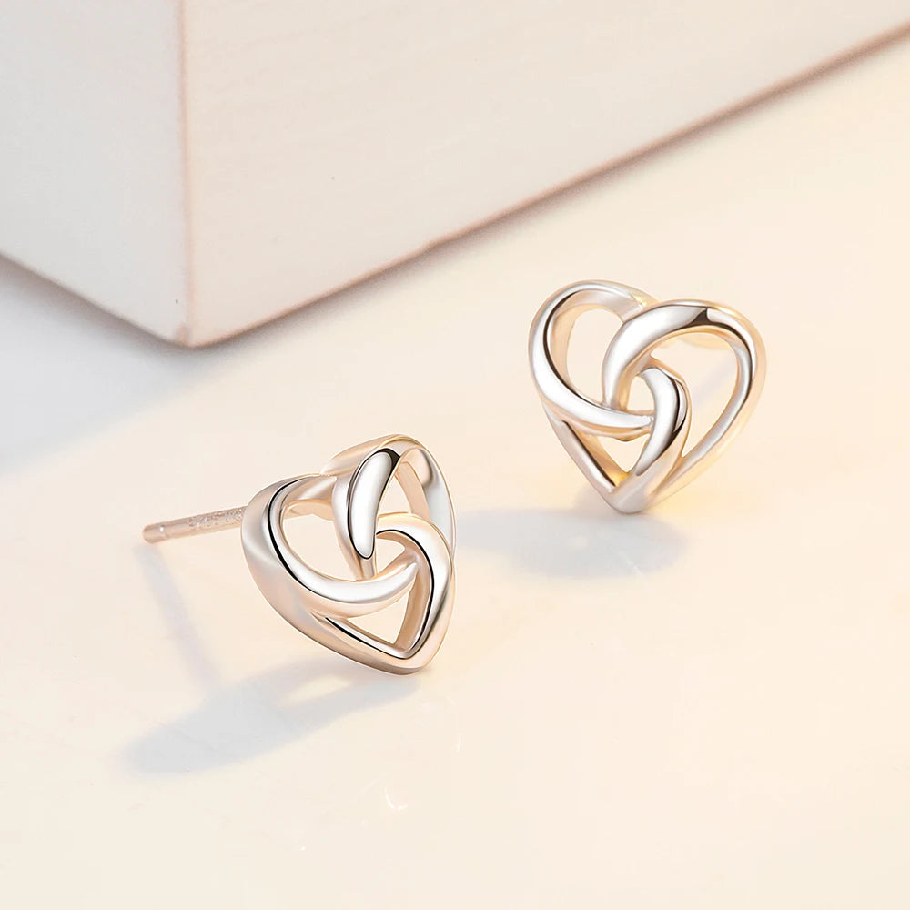 925 Sterling Silver Hollow Cross Heart Earrings