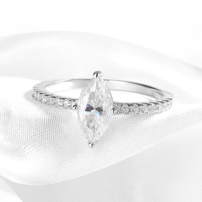 1CT Marquise-Cut Moissanite Engagement Ring