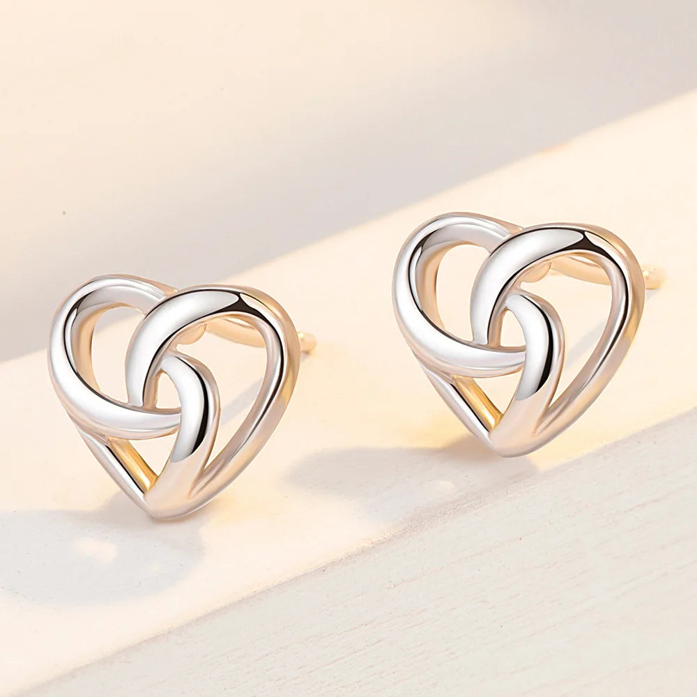 925 Sterling Silver Hollow Cross Heart Earrings