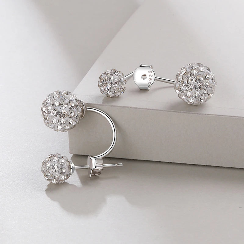 925 Sterling Silver Crystal Ball Stud Earrings