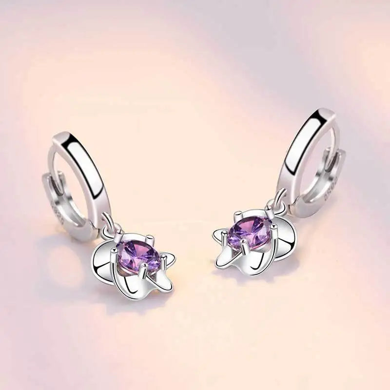 925 Silver Crystal Flower Drop Earrings