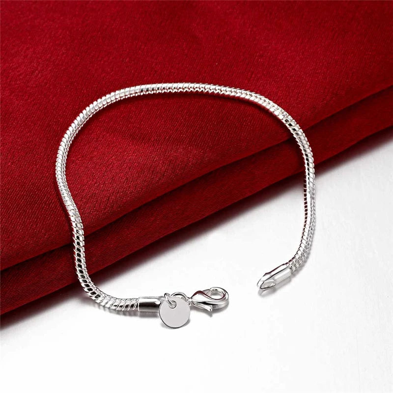 925 Sterling Silver 3mm Snake Chain Bracelet