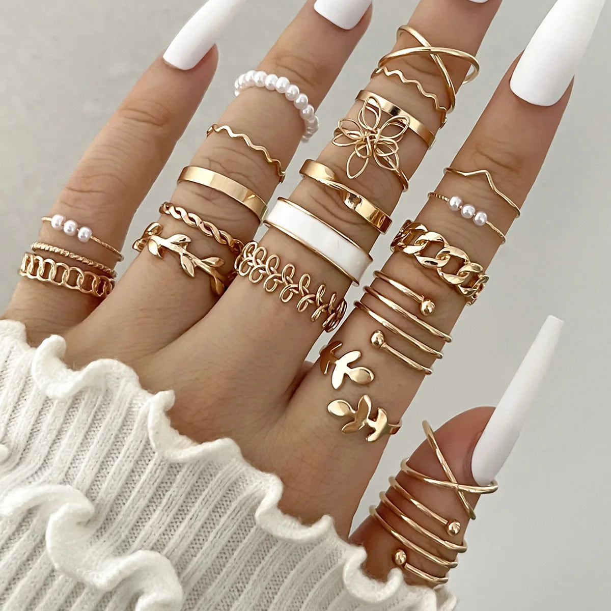 24-Piece Boho Geometric Knuckle Ring Set