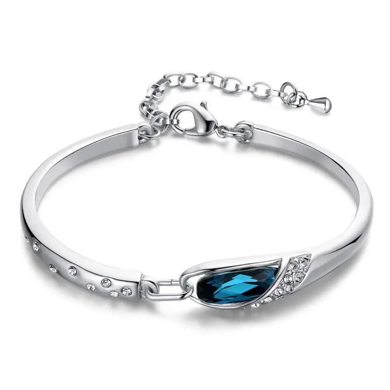 Sterling Silver Blue Crystal Engagement Bracelet