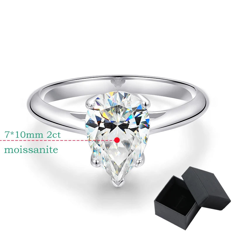 2ct Pear Cut Moissanite Solitaire Ring