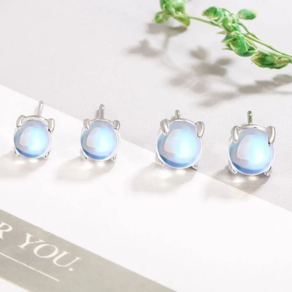 925 Sterling Silver Opal Crystal Stud Earrings