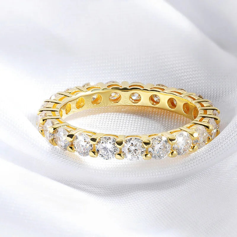 18K Gold-Plated Moissanite Eternity Band Ring