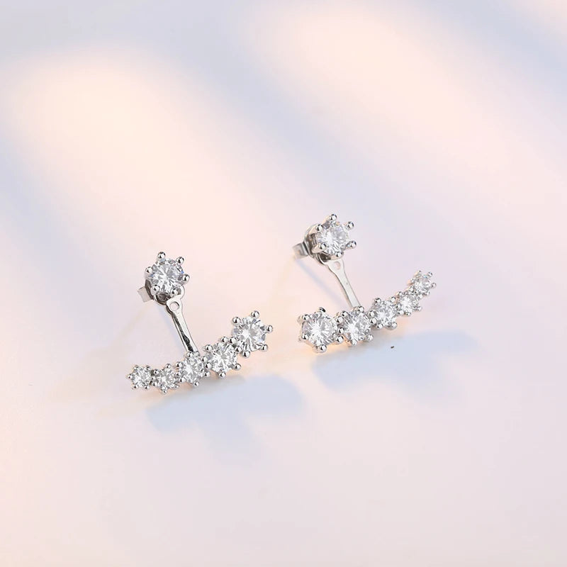 Sterling Silver Multi-Crystal Zircon Stud Earrings