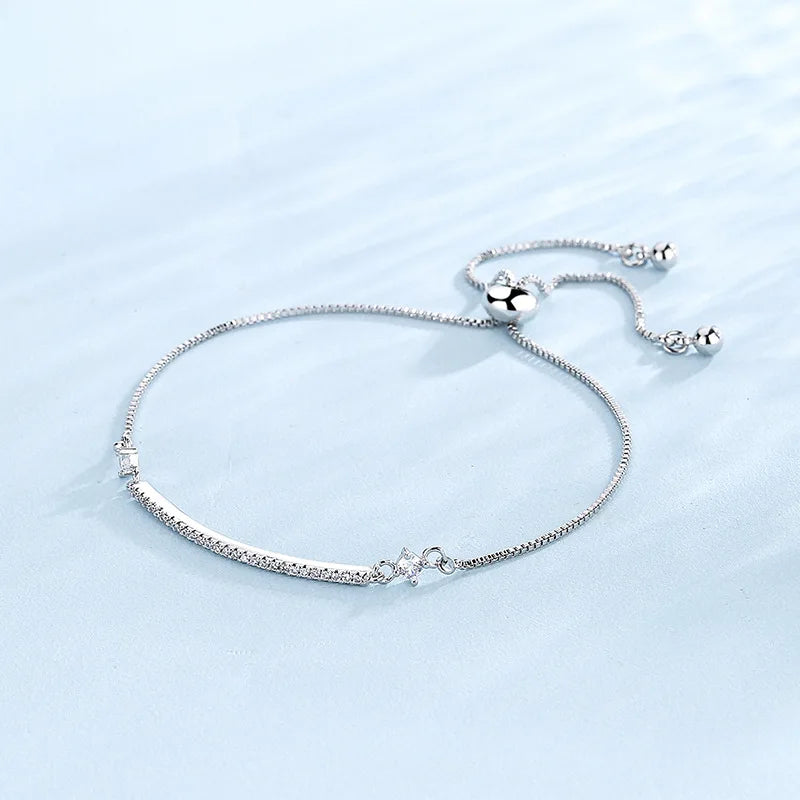 Adjustable 925 Sterling Silver Zircon Bracelet