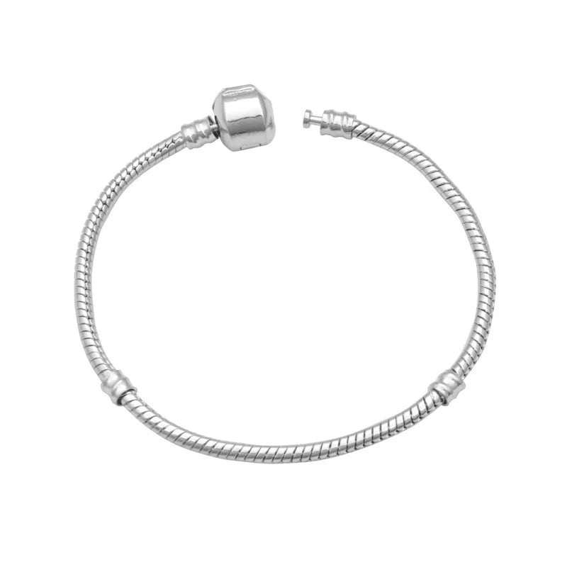 925 Sterling Silver Snake Chain Charm Bracelet