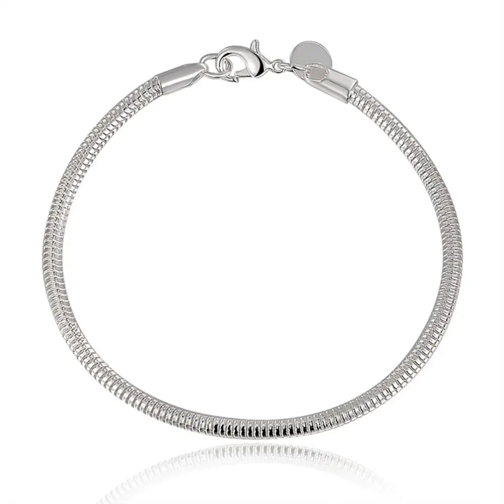 925 Sterling Silver 3mm Snake Chain Bracelet