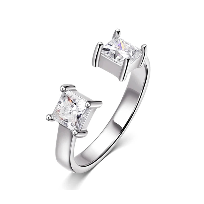 1CT Princess Cut Moissanite Adjustable Ring