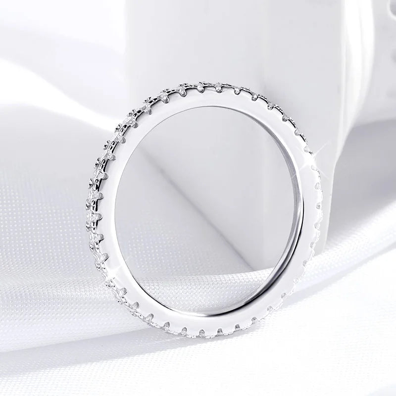 18K White Gold-Plated Full Eternity Moissanite Ring