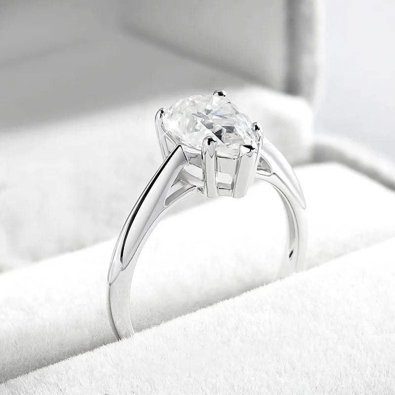 2ct Pear Cut Moissanite Solitaire Ring