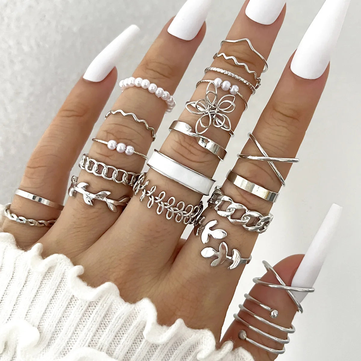 24-Piece Boho Geometric Knuckle Ring Set