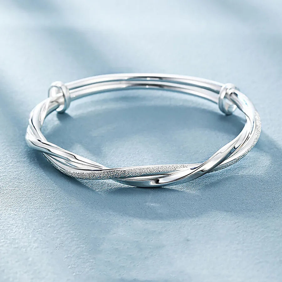 Adjustable Sterling Silver Weave Bangle Bracelet