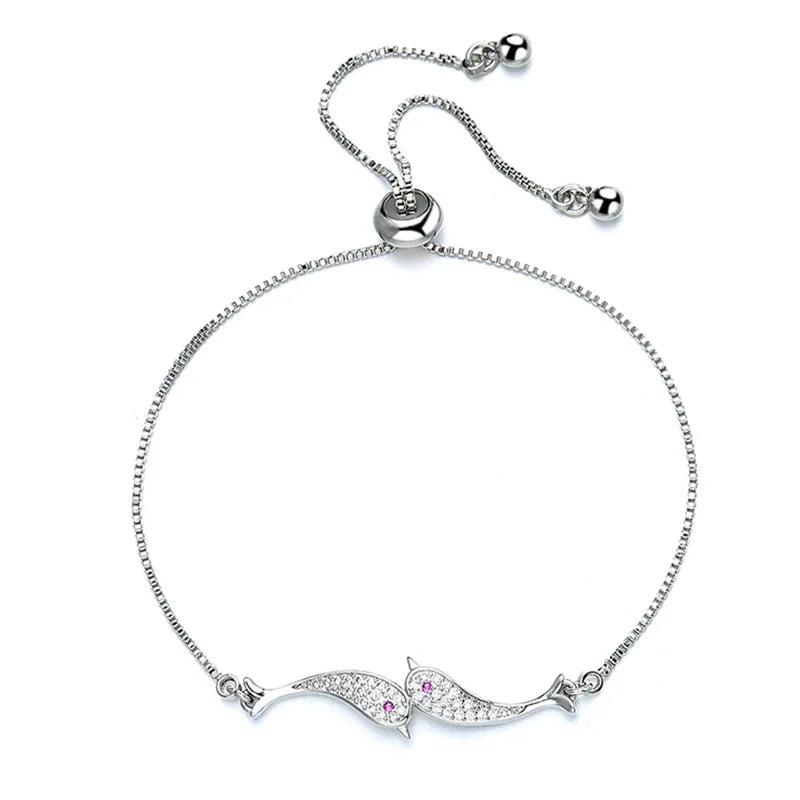 S925 Dolphin Crystal Charm Bracelet