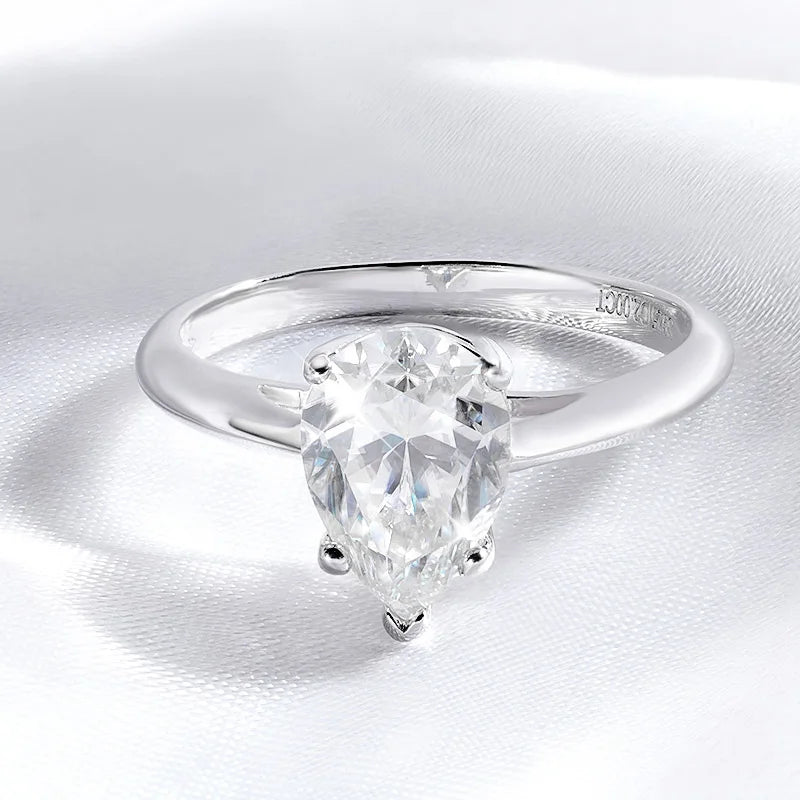 2ct Pear Cut Moissanite Solitaire Ring