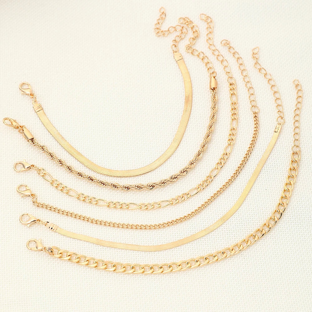 6-Piece Punk Twist & Hollow Chain Bracelet Set