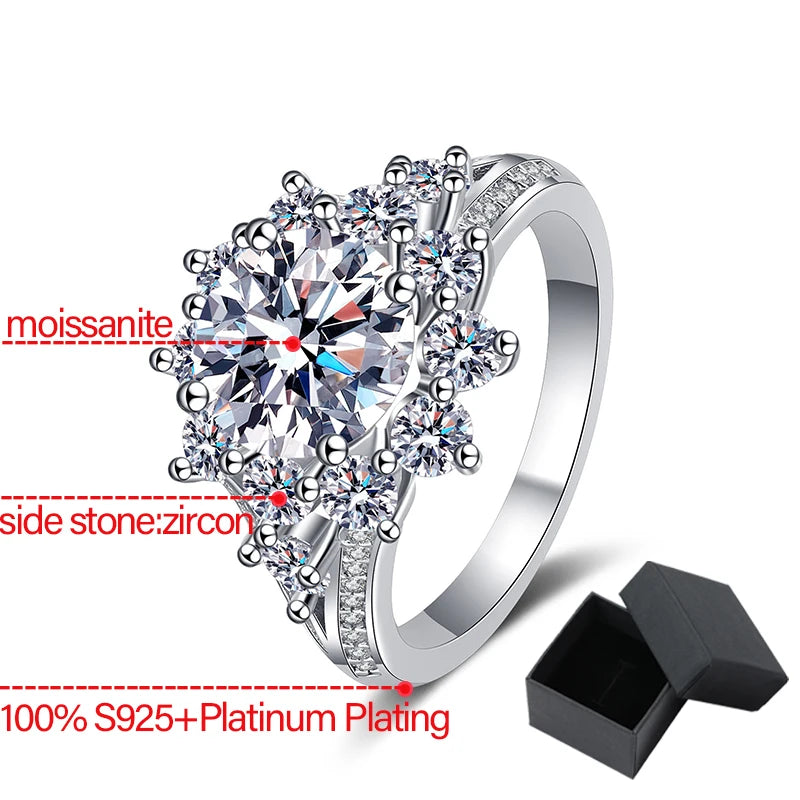 3CT Moissanite Engagement Ring (18K White Gold Plated)