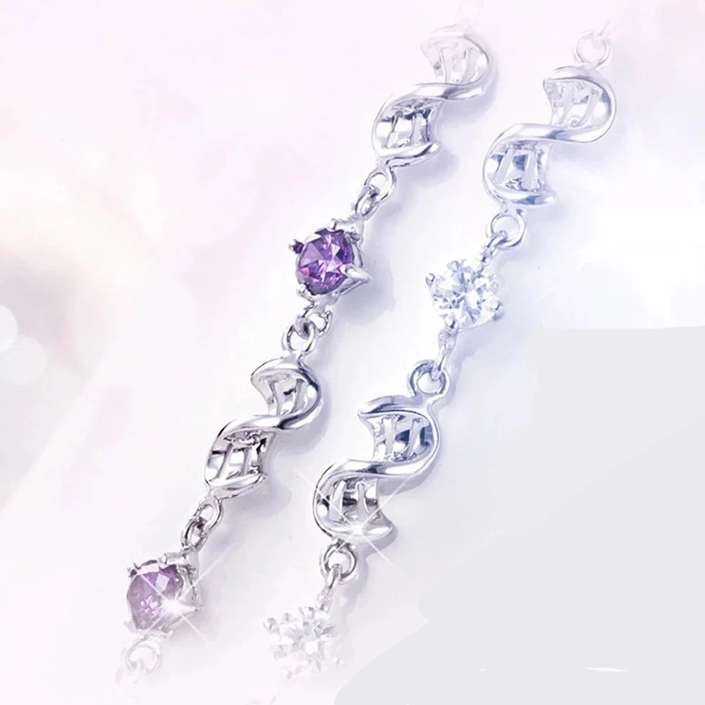 Sterling Silver Amethyst Red Bean Charm Bracelet