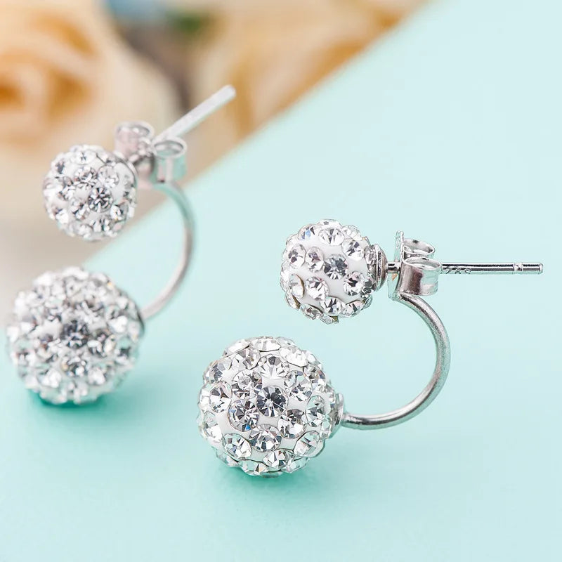 925 Sterling Silver Crystal Ball Stud Earrings