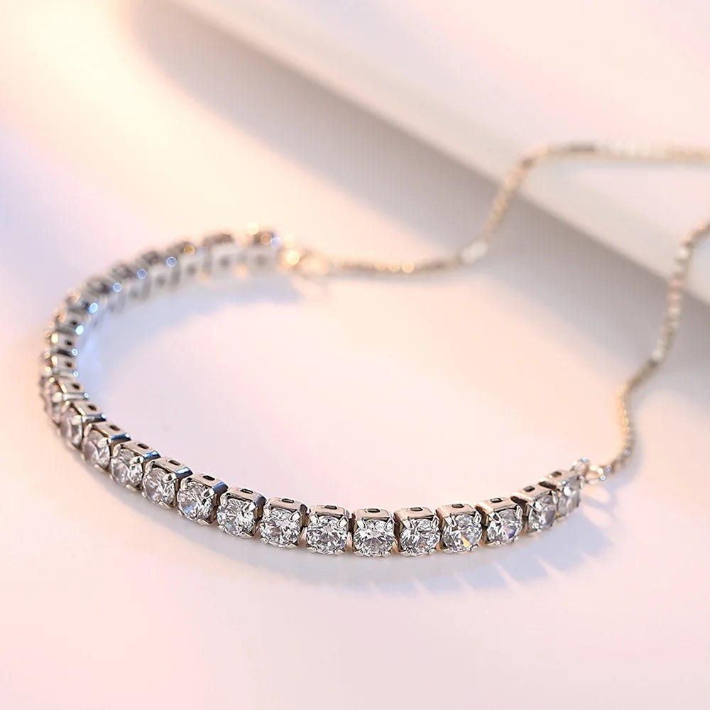 S925 Sterling Silver Elegant Zircon Tennis Bracelet