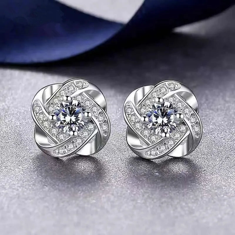 925 Sterling Silver Crystal Cross Stud Earrings