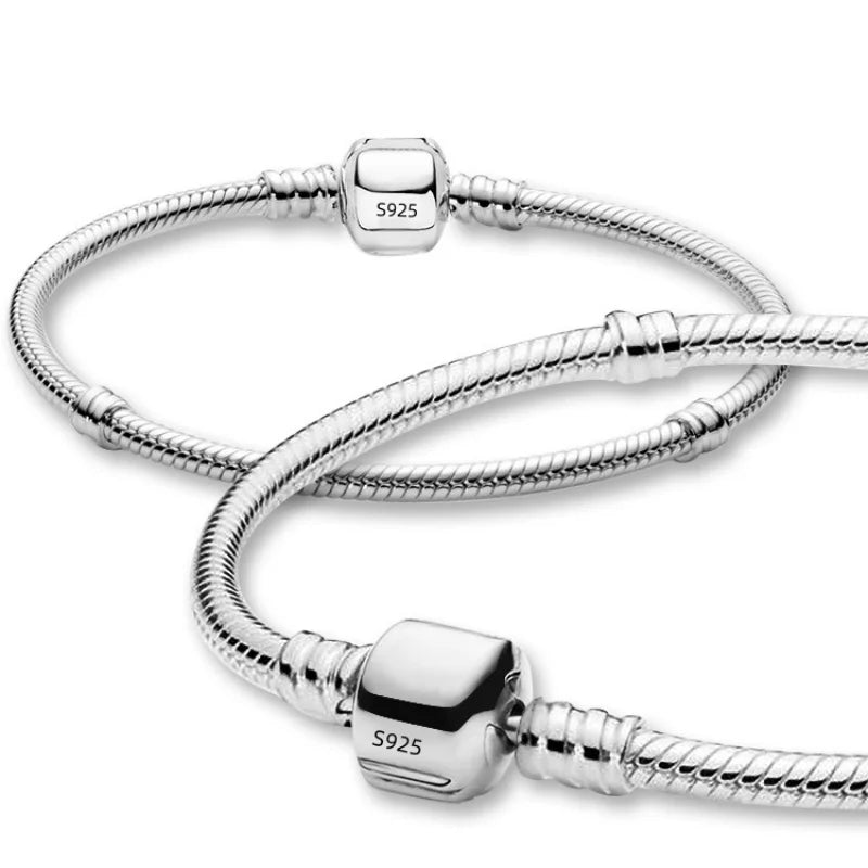 925 Sterling Silver Snake Chain Charm Bracelet