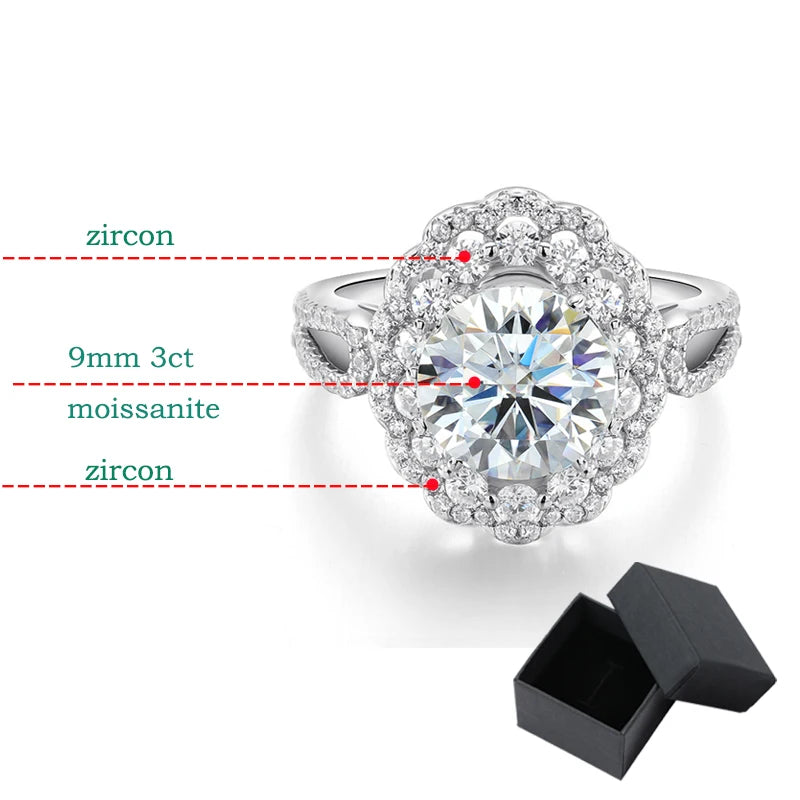 3CT Moissanite Modern Engagement Ring