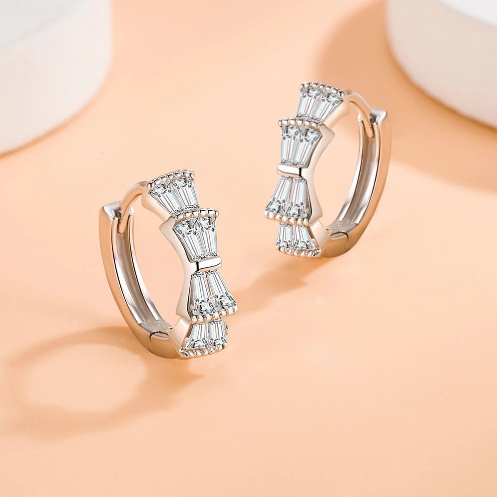 925 Sterling Silver Crystal Hoop Earrings