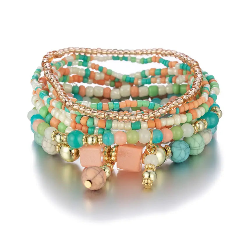 8-Piece Boho Colorful Beaded Bracelet Set