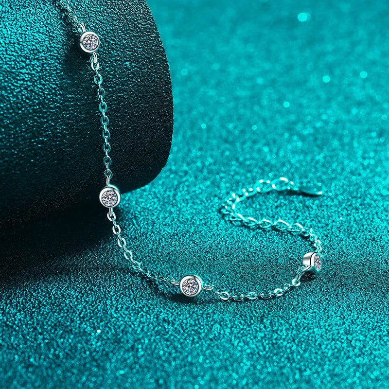 3mm Bubble Moissanite Bracelet in Sterling Silver