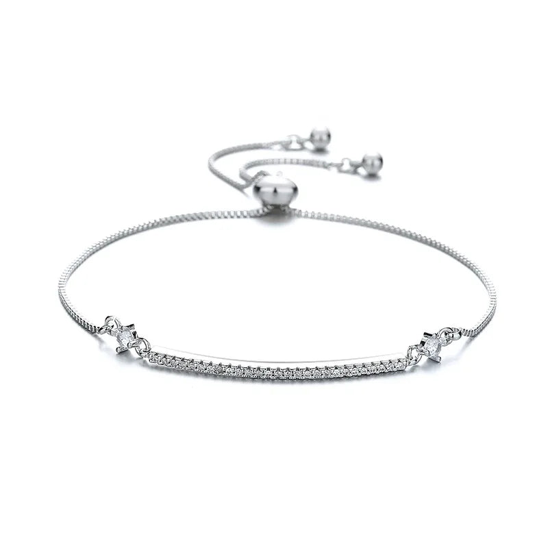 Adjustable 925 Sterling Silver Zircon Bracelet