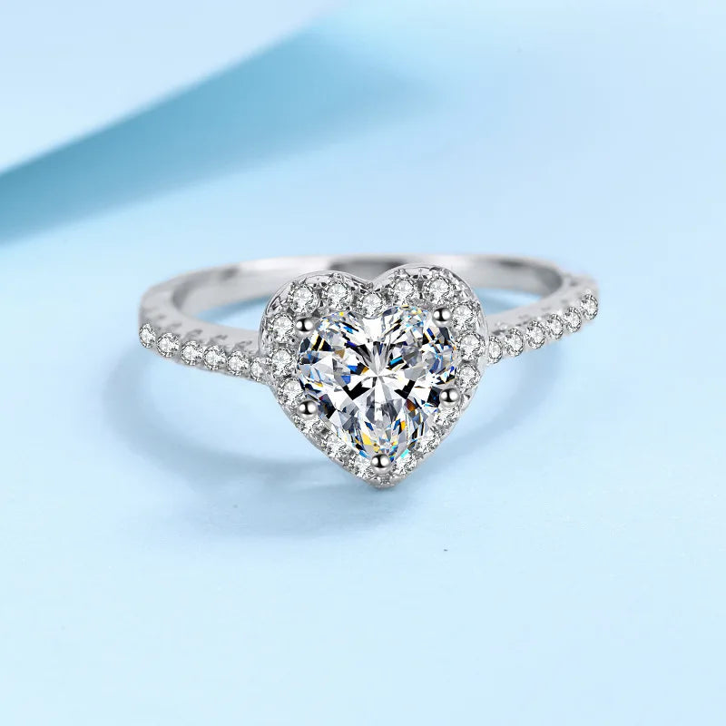 1CT VVS Heart-Cut Moissanite Bridal Ring