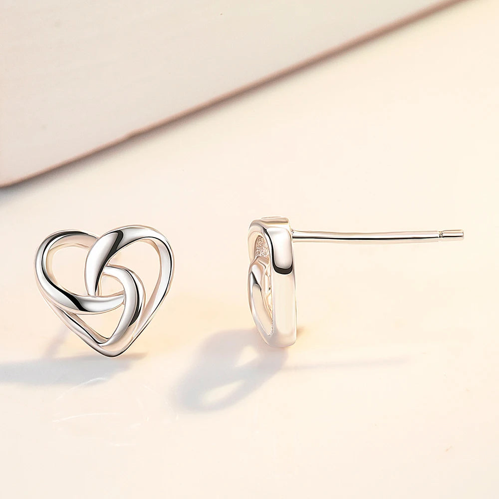 925 Sterling Silver Hollow Cross Heart Earrings