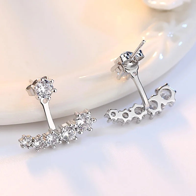 Sterling Silver Multi-Crystal Zircon Stud Earrings