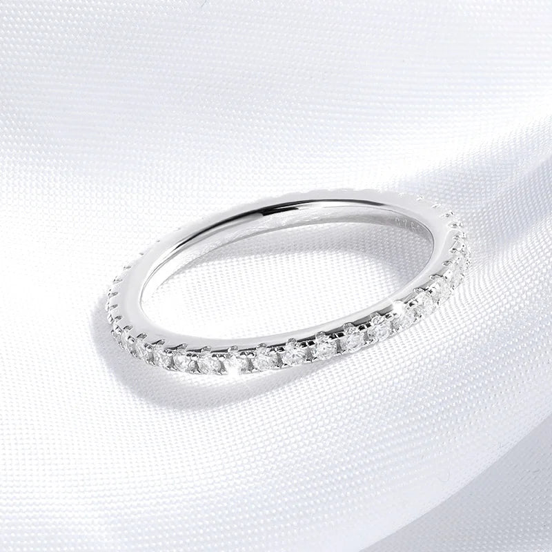 18K White Gold-Plated Full Eternity Moissanite Ring