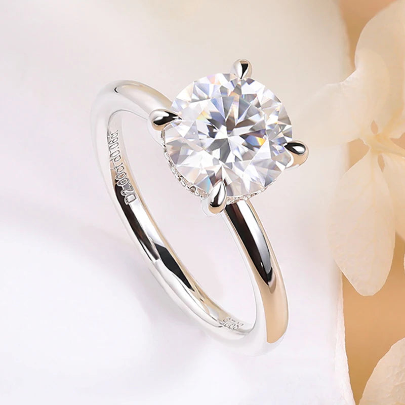 2.06CT Moissanite Engagement Ring White Gold-Plated