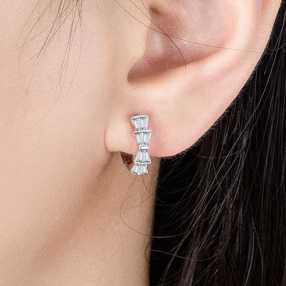 925 Sterling Silver Crystal Hoop Earrings