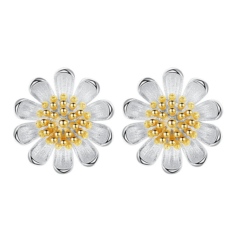 925 Sterling Silver Vintage Flower Stud Earrings