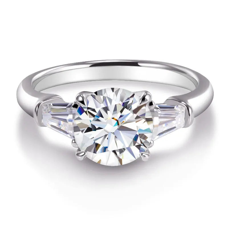 18K White Gold-Plated 2.8CT Moissanite Halo Ring