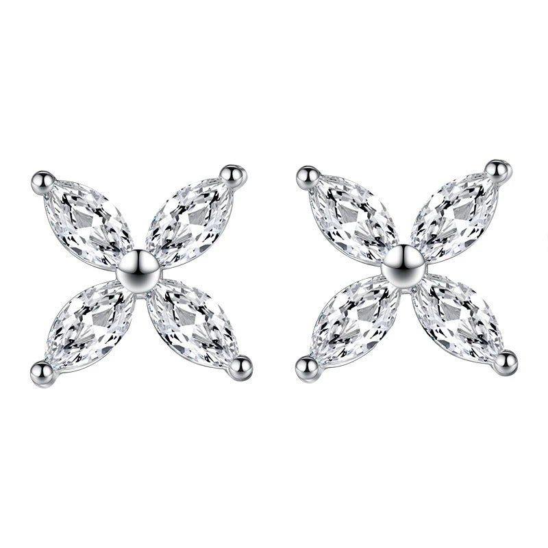 Sterling Silver Crystal Cross Stud Earrings