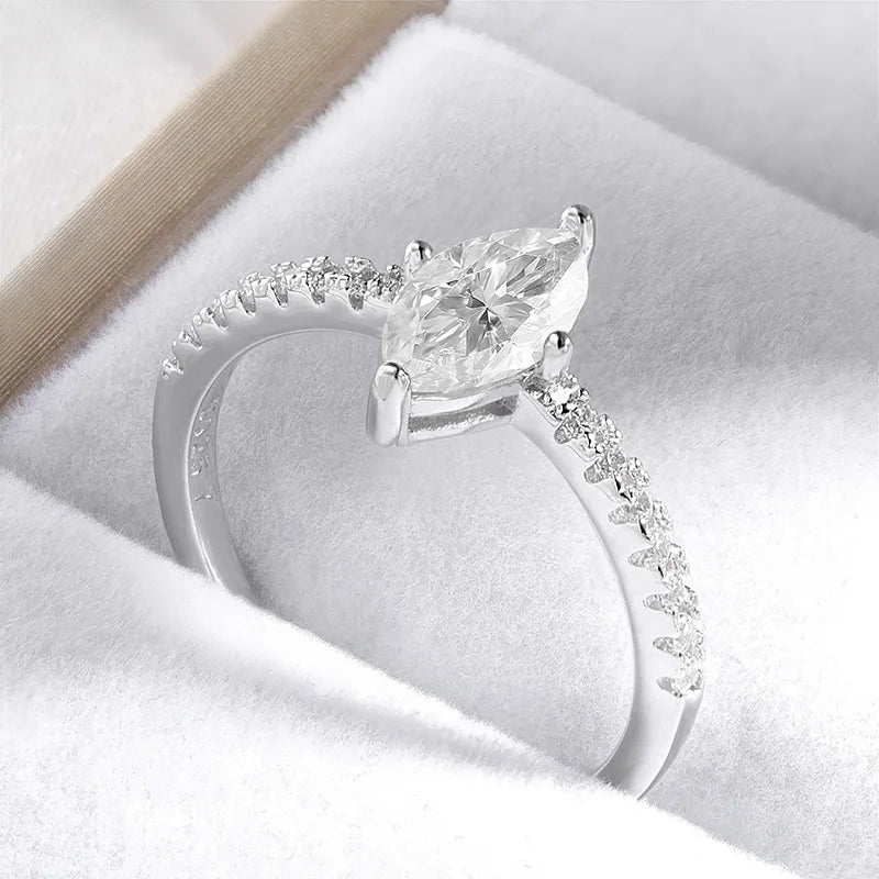 1CT Marquise-Cut Moissanite Engagement Ring